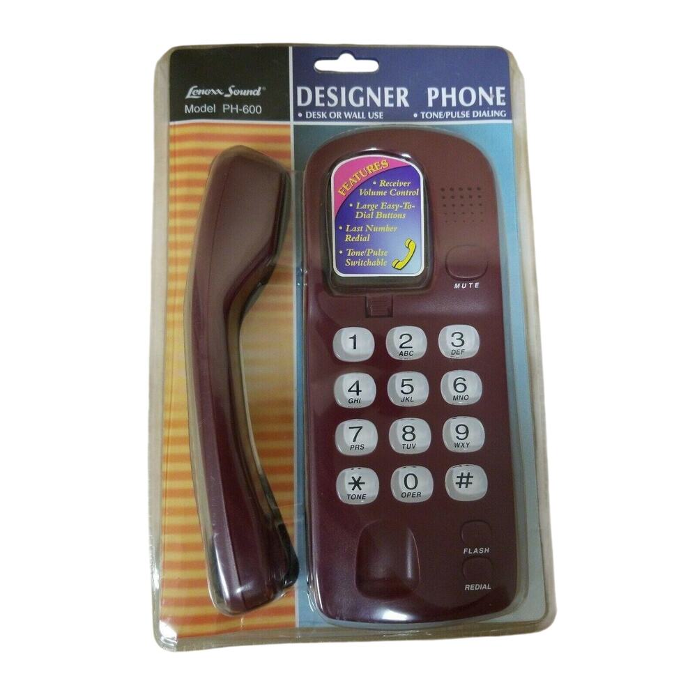 Lenoxx Sound PH-600 Designer Phone Desk Or Wall Mountable Burgundy Dark Red